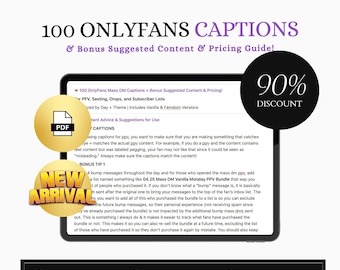 100 OnlyFans Captions + PPV Sales Tips | Bonus Pricing Ideas and Content Suggestions for Vanilla & Femdom NSFW Content Creators