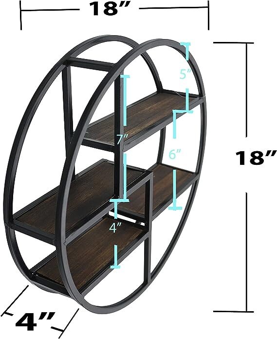 4 Tier Black Round Floating Shelves Etsy