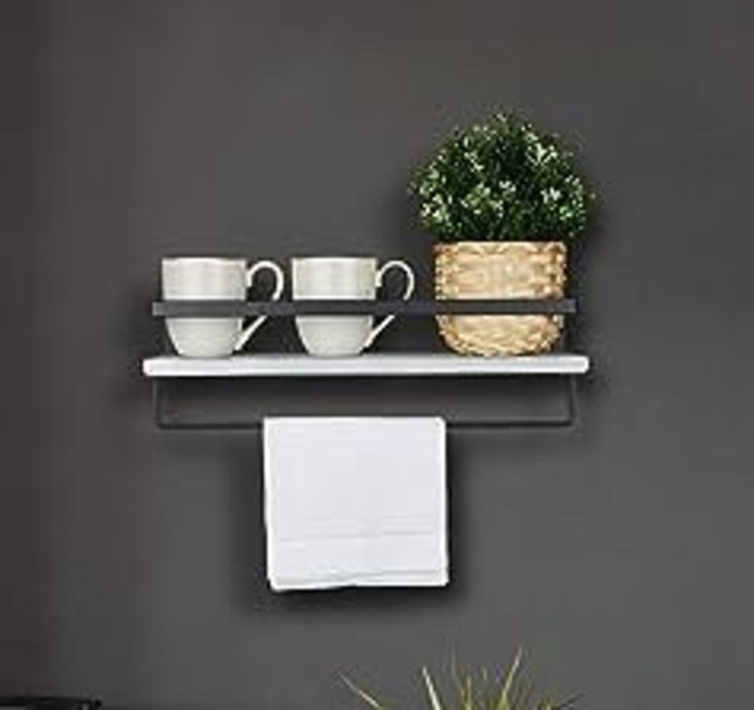 Rustic Floating Wall Shelves With Rails Decorative Storage Etsy