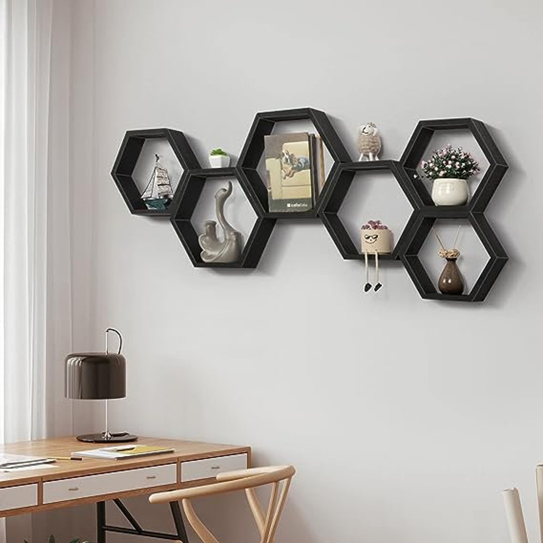 Hexagon Floating Shelves Black Hexagon Shelves Etsy