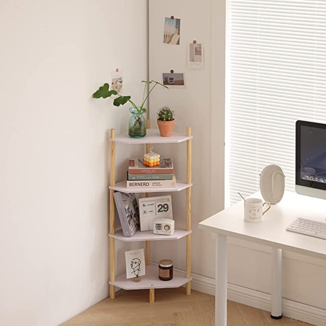 Corner Table Shelf 4tier Corner Bookcase Multipurpose Etsy