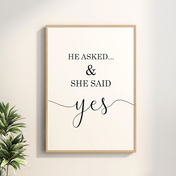 He Asked She Said Yes, Engagement announcement, Couple room decor, She Said Yes Sign, Wedding Signs, Party decorations