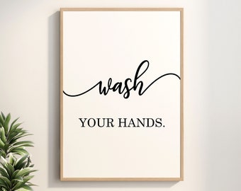 Wash Your Hands, Bathroom Wall Decor, Kids Bathroom Sign, Bathroom Prints, Funny Printable Wall Art, Digital Download