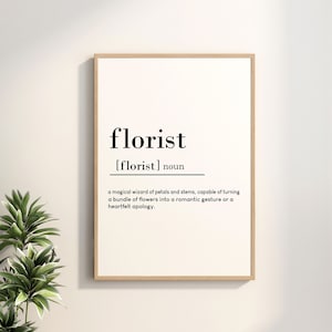 Florist Definition Print, Floral Art, Floral wall art, Dictionary Art, Printable Wall Art, Wedding Florist Gift Idea, DIGITAL DOWNLOAD