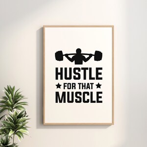 Hustle For That Muscle, Gym Wall Art, Gym Decor, Fitness Sign, Motivational Print, Exercise Quote, INSTANT DOWNLOAD