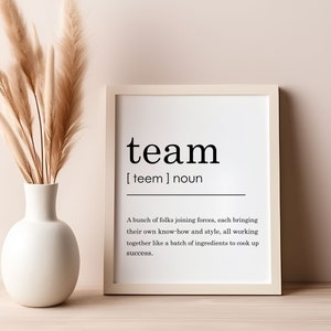 Team definition, printable wall art, Office Decor Wall Art, Teamwork Printable, Printable Wall Art, Coworker Gifts, Downloadable Prints