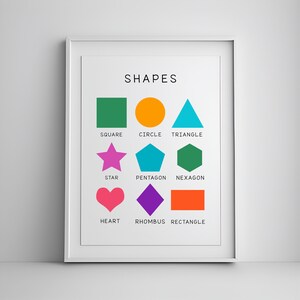 Shapes Educational Print, back to school, Nursery Wall Art, Learning Poster, Learning Materials, Classroom Art, Wall Decor, Kids Poster