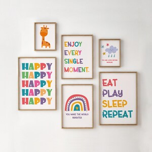 Set of 6 Kids Print Gallery Wall, Kids Room Art, Eclectic Wall Art, Nursery Wall Art, Kids Wall Art, Gift for Children, Animal Prints