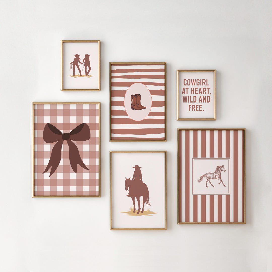 Cowgirl Wall Art Set of 6, Western Art Prints Vintage Cowgirl Art ...