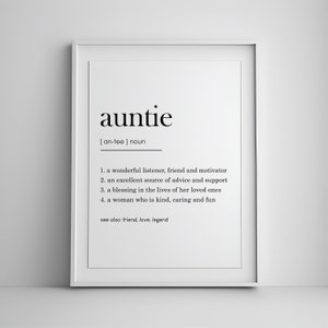 Auntie Definition, Gift for Aunty, Aunties Bestie, Mother&#39;s Day Gift, Special Aunty Quote, Dictionary Meaning, Digital DOWNLOAD Print