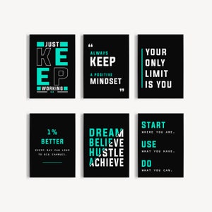 Positive Quotes, Minimalist Office Wall Art, Motivational Posters for Workplace Decor and Productivity, Wall Art Gift, Typography Quotes