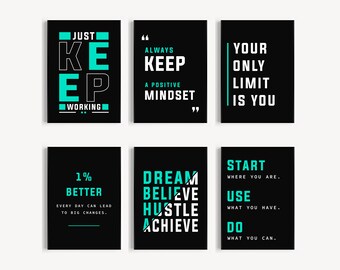 Positive Quotes, Minimalist Office Wall Art, Motivational Posters for Workplace Decor and Productivity, Wall Art Gift, Typography Quotes