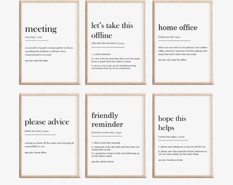 office wall art, home office decor, office wall decor, definition prints, printable wall art, Set of 6 PRINTABLES, Modern Home Office Prints