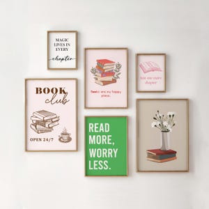 Book Club Decor, Trendy Reading Posters, Gift for Book Lover Wall Art, Book Lover Gallery Wall, Digital Art Download