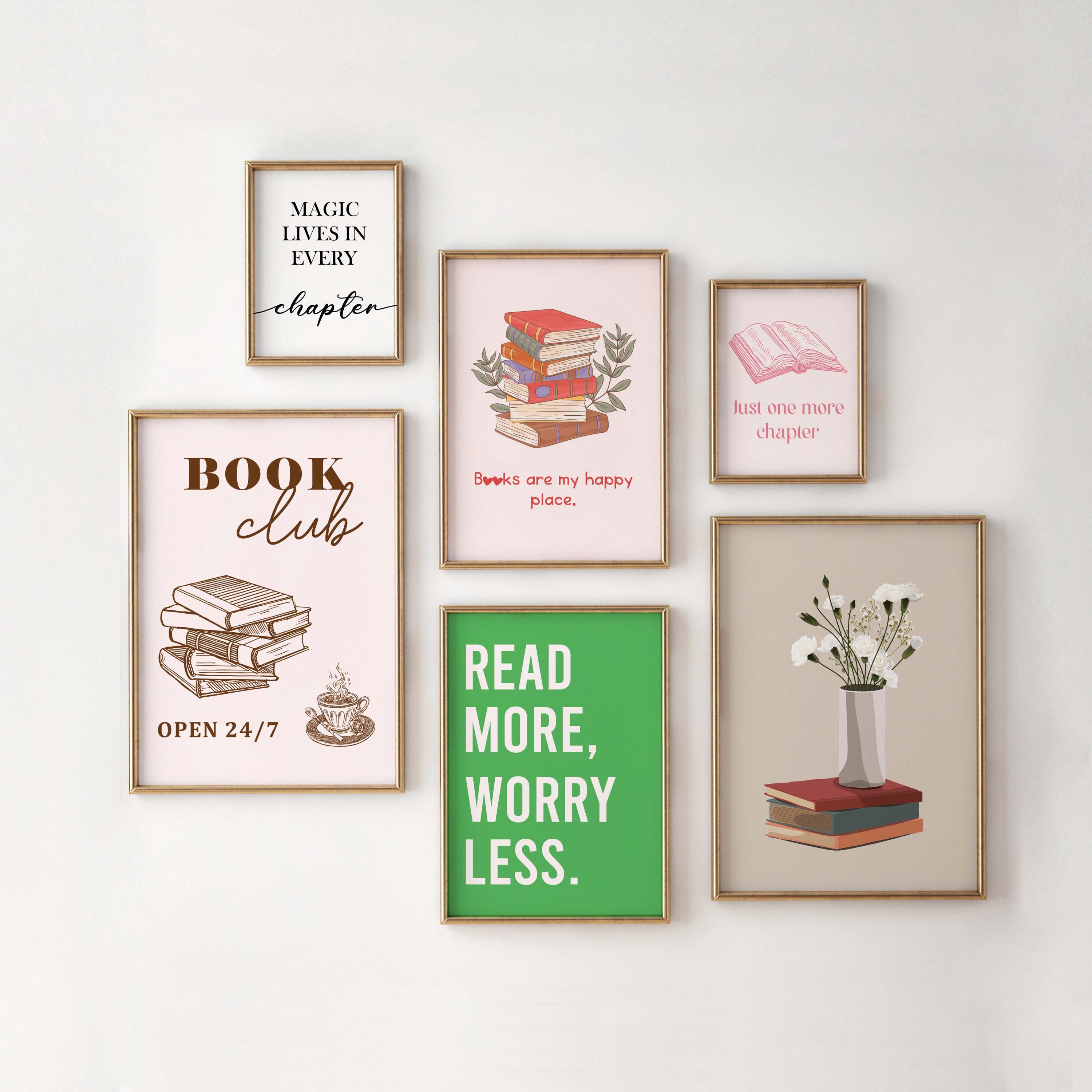 KARE Design Framed Picture Book Club/規4 Book Club Decor, Trendy Reading Posters, Gift for Book Lover Wall