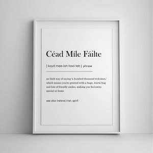 Céad Míle Fáilte, Irish Home Decor, Gaelic Art, Welcome Sign, Ireland Print, Irish Print, printable wall art, Digital Prints