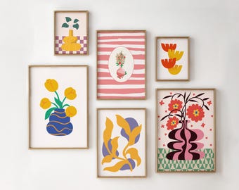 Abstract Flower Wall Art, Flower Gallery Wall Set, Modern Home Decor, Floral Printable, Abstract Flower Botanical Print, Digital Prints
