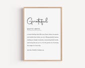 Grateful Definition, Printable Wall Art, Gratitude Printable, Gratefu Art Print, Wall Decor, Mindfulness Gift, Appreciation Gift,