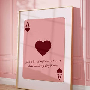 Ace Of Spades Print, Inspiring Quote, Retro Playing Card Wall Art, Trendy Playing Card Poster, Girly Cute Apartment Decor, Preppy Room Decor