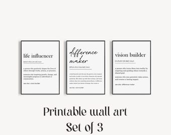 Difference Maker Definition, Printable Wall Art Set of 3, teacher gifts, mentor gift, Birthday Gift, Entrepreneur Office Decor, Boss Gift