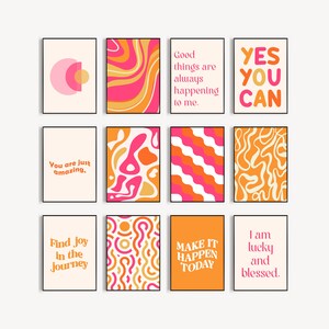 retro wall art set of 12 bundle prints funky decor, Printable Wall Art, Colorful Decor, Maximalist Wall Decor, wall art aesthetic room decor