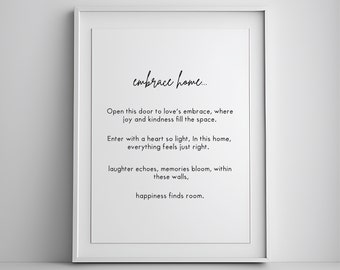 home decor, house print, poem wall art, Printable art, Apartment wall art, Inspirational Quote, Entry home wall art, Family wall decor