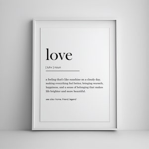 love definition print, romantic wall art, Home Decor, gift for husband, minimalist poster, love decor, love sign, printable wall art