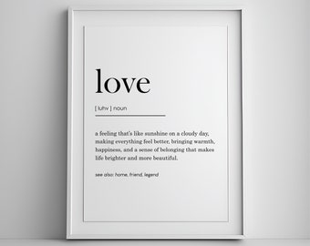 love definition print, romantic wall art, Home Decor, gift for husband, minimalist poster, love decor, love sign, printable wall art