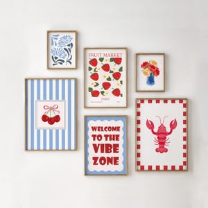 Láminas de arte floral retro para pared, decoración de cocina, galería imprimible de mercado de frutas, bohemio abstracto, decoración de cocina y apartamento, arte retro para cocina.