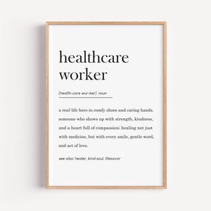 Medical Wall Art, Healthcare Worker Definition, Nurse Decor, Doctor Print, Medical Student Gift, Clinic Decoration, gift for her