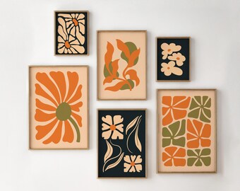 Flower Gallery Wall Set, Abstract Flower Wall Art, Modern Home Decor, Floral Printable, Botanical Print, Digital Prints