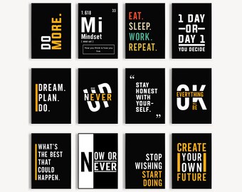 Positive Zitate, Arbeitsplatz Positivität Zitat Bundle, Motivation Wandkunst, Inspirierende Arbeitszitate, Unternehmer Wandkunst, Wanddekor