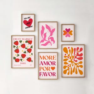 Gallery Wall Set, Flower Market Decor, Trendy Wall Art Set, Pink Gallery Wall, Colorful Wall Art, Boho Printable Art, Digital Art Download