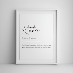 Kitchen Definition, Kitchen Decor, Definition Print, Wall Art Print, Printable Wall Art, Kitchen Print, Digital Download Print