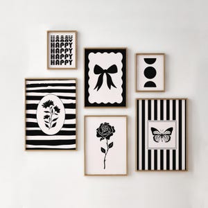 Schwarzer Kunstdruck an der Galerie, digitaler Download Kunstdruck, Wandkunst, trendiges Dekor, Kinderzimmer, Kinderzimmerdekor, minimaler Blumenkunstdruck, Geschenk für sie