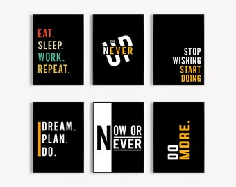 Inspirierende Arbeitszitate, Moderne Home-Office-Drucke, positive Zitate, Bürodekor für Frauen, Heim-Fitnessstudio-Dekor, Arbeitsplatz-Positivität