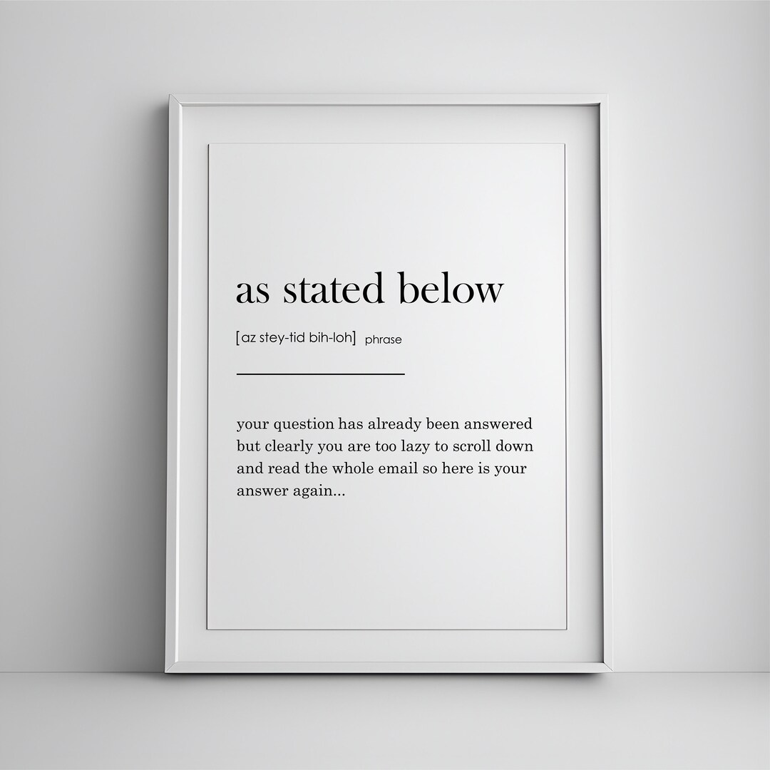 As Stated Below, Definition Print, Home Office Printable Wall Art ...