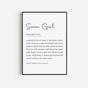 Swim Girl Definition gift, Swim gift, Printable Wall Art, Swimming Gift, Swimming Print, Teen Gifts, Digital Download