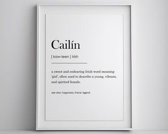 cailín Definition Print, Irish Home Decor, Girl Wall Art, Ireland Print, Irish Wall Art, Printable Wall Art, Gaelic Print
