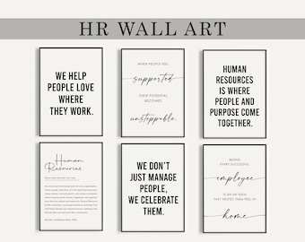 HR Office Decor Set of 6 Printable, Human Resources Wall Art, Wall Decor, Funny HR Gifts, HR Art Print, Downloadable Prints