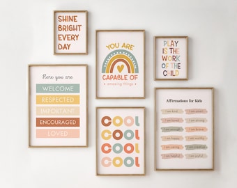 Kids Room Decor, Playroom Decor, Kids Gallery Wall Decor, Kids Affirmations Wall Art, Nursery Wall Art, Positive Affirmations