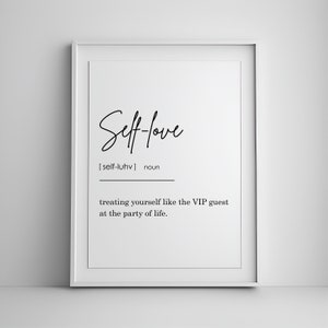 self-love definition print, home decor printable wall art, self-love wall art, definition print, minimalist poster, Digital Download