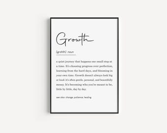 Growth Definition Print, Printable Wall Art, Growth Poster, Growth Sign, Office Wall Art, Motivational Quotes, Digital Download