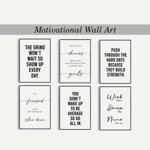 Motivational Wall Art Set of 6 PRINTABLES, Inspirational Quotes for Workplace, Motivational Posters, Office Decor for Women, Positive Quotes