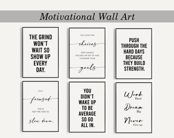 Motivational Wall Art Set of 6 PRINTABLES, Inspirational Quotes for Workplace, Motivational Posters, Office Decor for Women, Positive Quotes