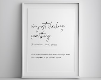 Funny Teen Room Art, Teen Room Decor, funny definition print, Printable Wall Art, dictionary art, teenager posters, Wall Decor