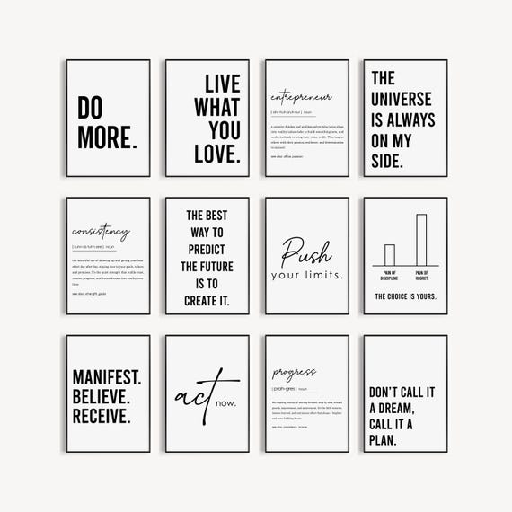 Discipline Wall Art, Entrepreneur Wall Art, Office Decor, Boss gift, Teacher gifts, Office wall art, Classroom Wall Art, Wall Art Bundle