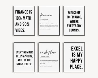 Funny Finance Office Decor, Accountant Gift, Financial Wall Art, Funny Finance Poster, Finance Definition Poster Set of 6, Digital Prints