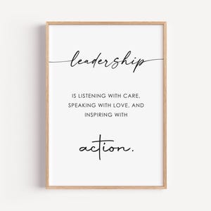 Leadership Wall Art, Leadership Quote, Printable Office Decor, Leadership Gifts, Leader gift, Dorm decor, Boss gift, Teacher gifts