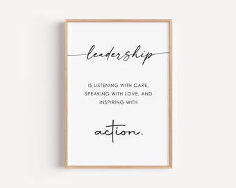 Führung Wandkunst, Führung Zitat, Druckbare Bürodekoration, Führung Geschenke, Leiter Geschenk, Wohnheim Dekor, Boss Geschenk, Lehrer Geschenke